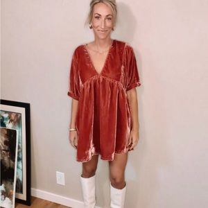 Free People velvet mini dress with pockets